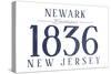 Newark, New Jersey - Established Date (Blue)-Lantern Press-Stretched Canvas