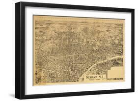 Newark, New Jersey - Panoramic Map-Lantern Press-Framed Art Print