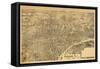 Newark, New Jersey - Panoramic Map-Lantern Press-Framed Stretched Canvas