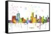 Newark New Jersey Skyline MCLR 1-Marlene Watson-Framed Stretched Canvas