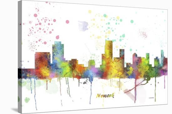 Newark New Jersey Skyline MCLR 1-Marlene Watson-Stretched Canvas