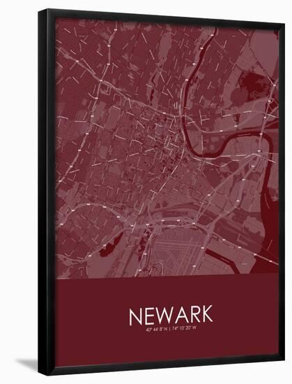 Newark, United States of America Red Map-null-Framed Poster