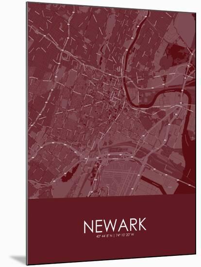 Newark, United States of America Red Map-null-Mounted Poster