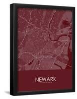 Newark, United States of America Red Map-null-Framed Poster