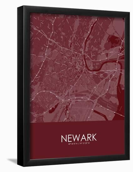 Newark, United States of America Red Map-null-Framed Poster