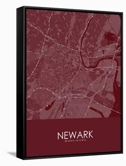 Newark, United States of America Red Map-null-Framed Stretched Canvas