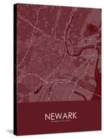 Newark, United States of America Red Map-null-Stretched Canvas