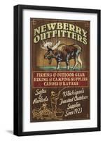 Newberry, Michigan - Moose Outfitters-Lantern Press-Framed Art Print