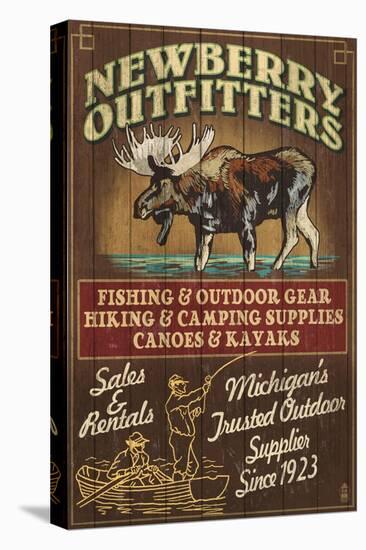 Newberry, Michigan - Moose Outfitters-Lantern Press-Stretched Canvas