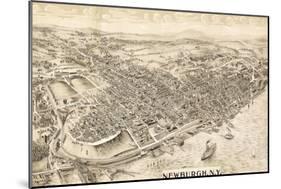 Newburgh, New York - Panoramic Map-Lantern Press-Mounted Art Print