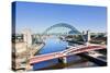 Newcastle Upon Tyne City with Tyne Bridge and Swing Bridge over River Tyne-Neale Clark-Stretched Canvas