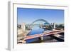 Newcastle Upon Tyne City with Tyne Bridge and Swing Bridge over River Tyne-Neale Clark-Framed Photographic Print