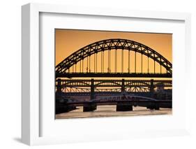 Newcastle Upon Tyne Skyline, Gateshead with the Tyne Bridge over River Tyne, Tyne and Wear-Neale Clark-Framed Photographic Print