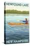 Newfound Lake, New Hampshire - Kayak Scene-Lantern Press-Stretched Canvas