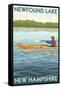 Newfound Lake, New Hampshire - Kayak Scene-Lantern Press-Framed Stretched Canvas