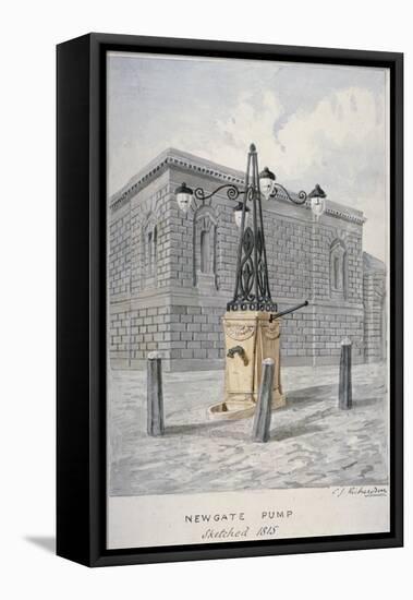 Newgate Pump, Old Bailey with Newgate Prison in the Background, City of London, 1815-Charles James Richardson-Framed Stretched Canvas