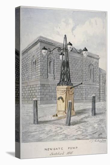 Newgate Pump, Old Bailey with Newgate Prison in the Background, City of London, 1815-Charles James Richardson-Stretched Canvas