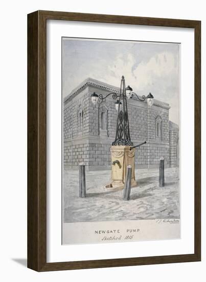 Newgate Pump, Old Bailey with Newgate Prison in the Background, City of London, 1815-Charles James Richardson-Framed Giclee Print