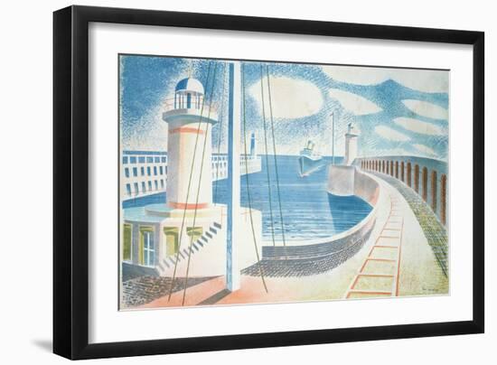 Newhaven Harbour-Eric Ravilious-Framed Premium Giclee Print