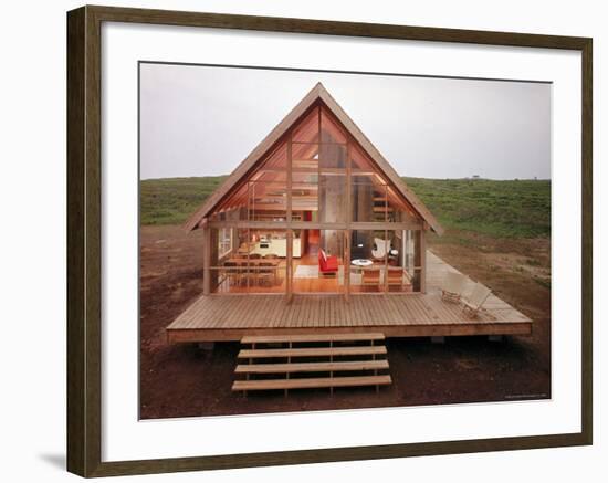 Newly Constructed Prefabricated House on Block Island with Large Wrap Around Deck-John Zimmerman-Framed Photographic Print