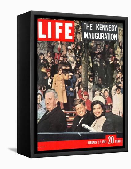 Newly-Elected President John F. Kennedy and Wife Jacqueline Enroute to the White House, January '61-Leonard Mccombe-Framed Stretched Canvas