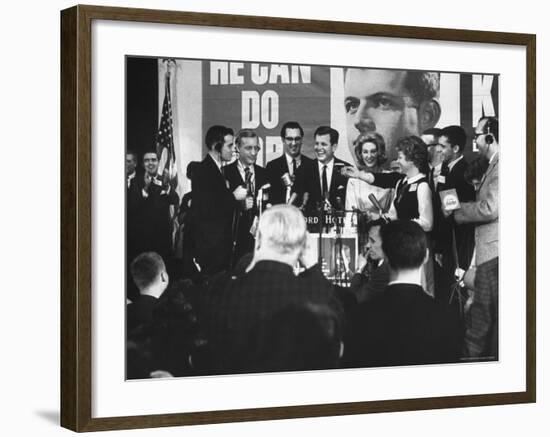 Newly Elected Senator, Edward M. Kennedy, at a Victory Celebration on Election Night-John Loengard-Framed Photographic Print