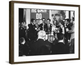 Newly Elected Senator, Edward M. Kennedy, at a Victory Celebration on Election Night-John Loengard-Framed Photographic Print