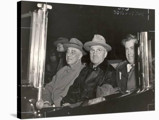 Newly Re-elected Pres. Franklin Roosevelt with VP Harry Truman Ride to the White House to Celebrate-George Skadding-Stretched Canvas