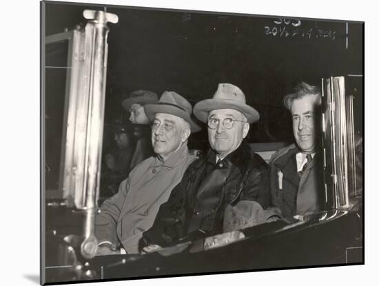 Newly Re-elected Pres. Franklin Roosevelt with VP Harry Truman Ride to the White House to Celebrate-George Skadding-Mounted Photographic Print