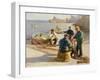 Newlyn Harbour: Mending the Nets-Harold Harvey-Framed Giclee Print