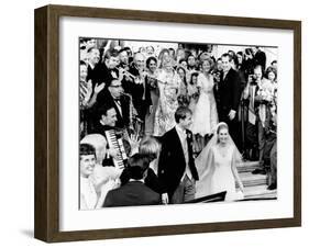 Newlyweds, Edward and Tricia Nixon Cox Leave the White House after their Wedding, June 12, 1971-null-Framed Photo