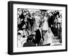 Newlyweds, Edward and Tricia Nixon Cox Leave the White House after their Wedding, June 12, 1971-null-Framed Photo