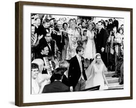 Newlyweds, Edward and Tricia Nixon Cox Leave the White House after their Wedding, June 12, 1971-null-Framed Photo