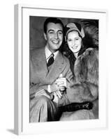 Newlyweds Robert Taylor and Barbara Stanwyck After Their Surprise Elopement, ca. 1939-null-Framed Photo