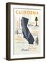 Newport Beach, California and Icons-Lantern Press-Framed Art Print