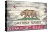 Newport Beach, California - California State Flag - Barnwood Painting-Lantern Press-Stretched Canvas