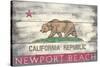 Newport Beach, California - California State Flag - Barnwood Painting-Lantern Press-Stretched Canvas