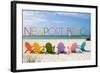 Newport Beach, California - Colorful Beach Chairs-Lantern Press-Framed Art Print