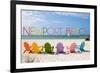 Newport Beach, California - Colorful Beach Chairs-Lantern Press-Framed Art Print