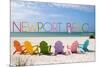 Newport Beach, California - Colorful Beach Chairs-Lantern Press-Mounted Art Print