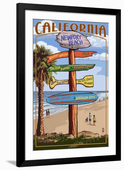 Newport Beach, California - Destination Sign-Lantern Press-Framed Art Print