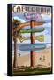 Newport Beach, California - Destination Sign-Lantern Press-Framed Stretched Canvas
