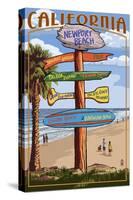 Newport Beach, California - Destination Sign-Lantern Press-Stretched Canvas