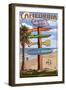 Newport Beach, California - Destination Sign-Lantern Press-Framed Art Print