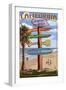 Newport Beach, California - Destination Sign-Lantern Press-Framed Art Print