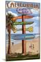 Newport Beach, California - Destination Sign-Lantern Press-Mounted Art Print