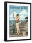 Newport Beach, California - Fishing Pinup Girl-Lantern Press-Framed Art Print