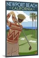 Newport Beach, California - Golfer-Lantern Press-Mounted Art Print