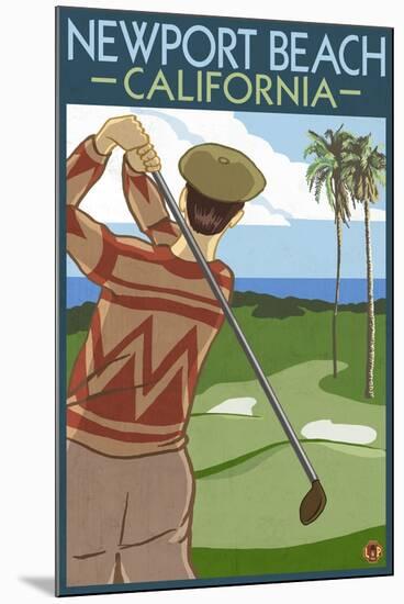 Newport Beach, California - Golfer-Lantern Press-Mounted Art Print