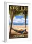 Newport Beach, California - Hammock and Palms-Lantern Press-Framed Art Print